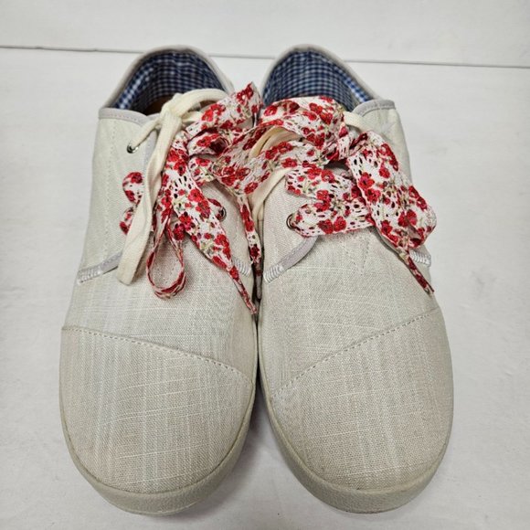 Toms Shoes Toms Womens Lace Up Sneakers Paseo White Linen